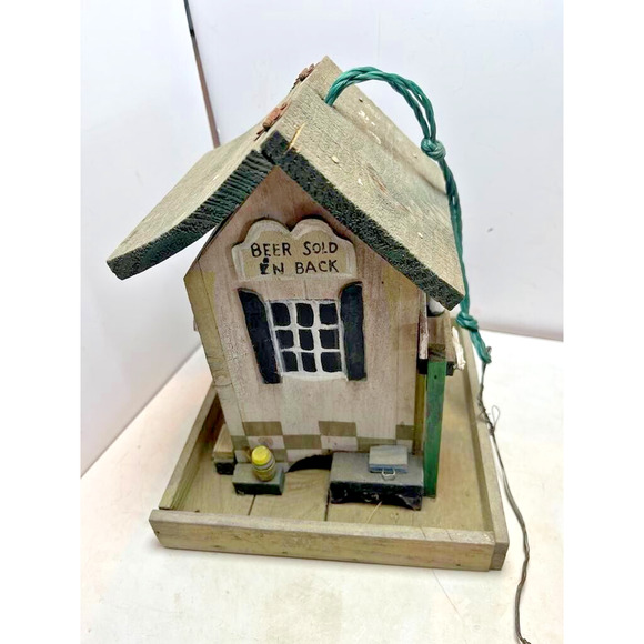 Detailed Folk Art Birdhouse / Feeder Vintage Hand Made - Picture 2 of 4